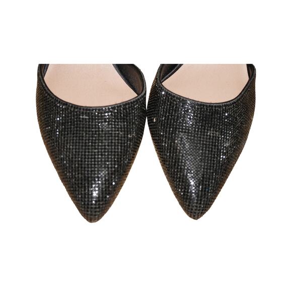 Chelsea & Violet Black Glitter Slingback Heels Women’s 9.5M Pointed Toe Pumps - Picture 8 of 9